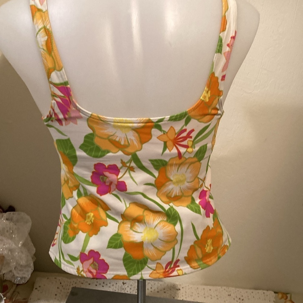 🌈 Lands End tropical print tankini swim top small - Picture 3 of 6
